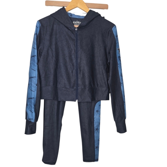 Certo Pants - Certo Womens NFL Dallas Cowboys Print Performance Crop Hoodie Leggings Set Small